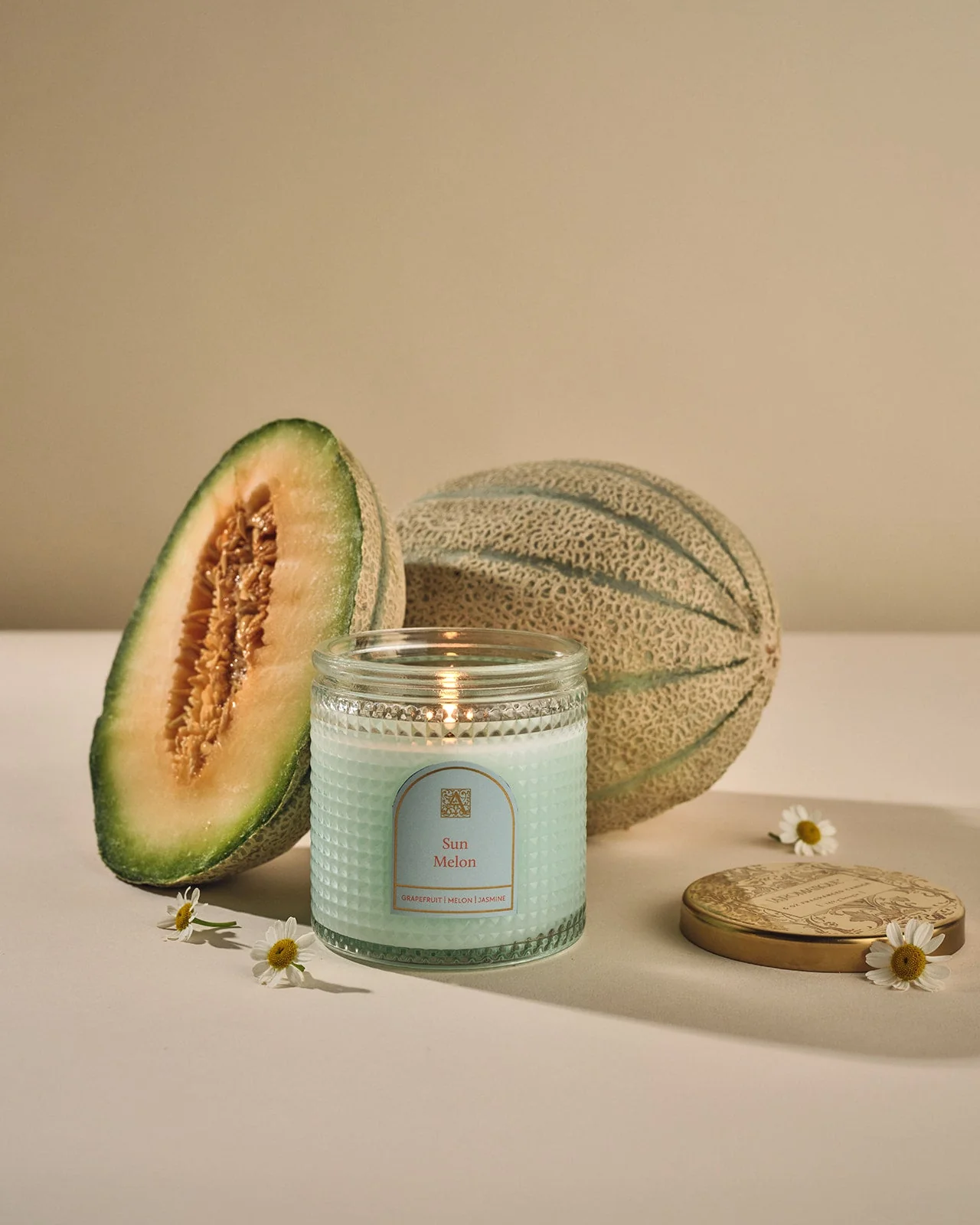 Sun Melon - Elegant Essentials - Textured Glass Candle - Image 2